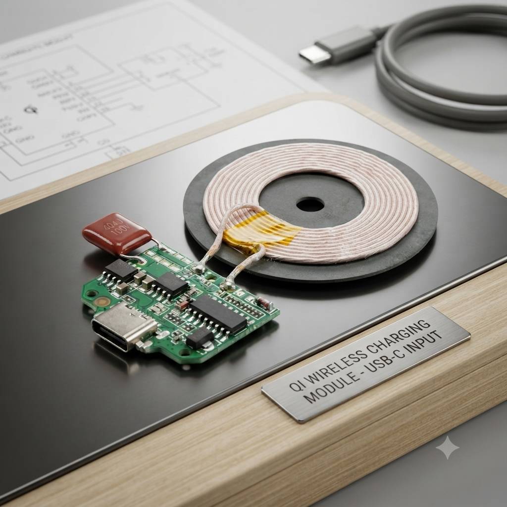 ماژول شارژ وایرلس (Wireless Charger) با ورودی Type-C